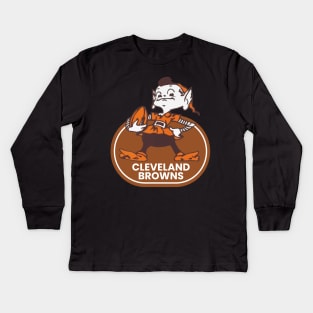 Cleveland Browns with Iconic Elf Kids Long Sleeve T-Shirt